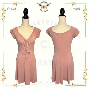 NWT Women’s Rolla Coaster Gauze Skater Dress Mauve Size Large Tie Bow Front